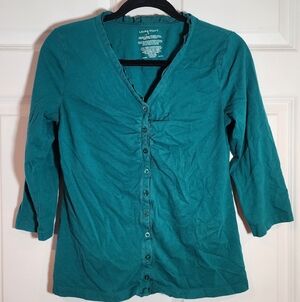 Laura Scott Teal 3/4 Sleeve Button Down Cardigan Small